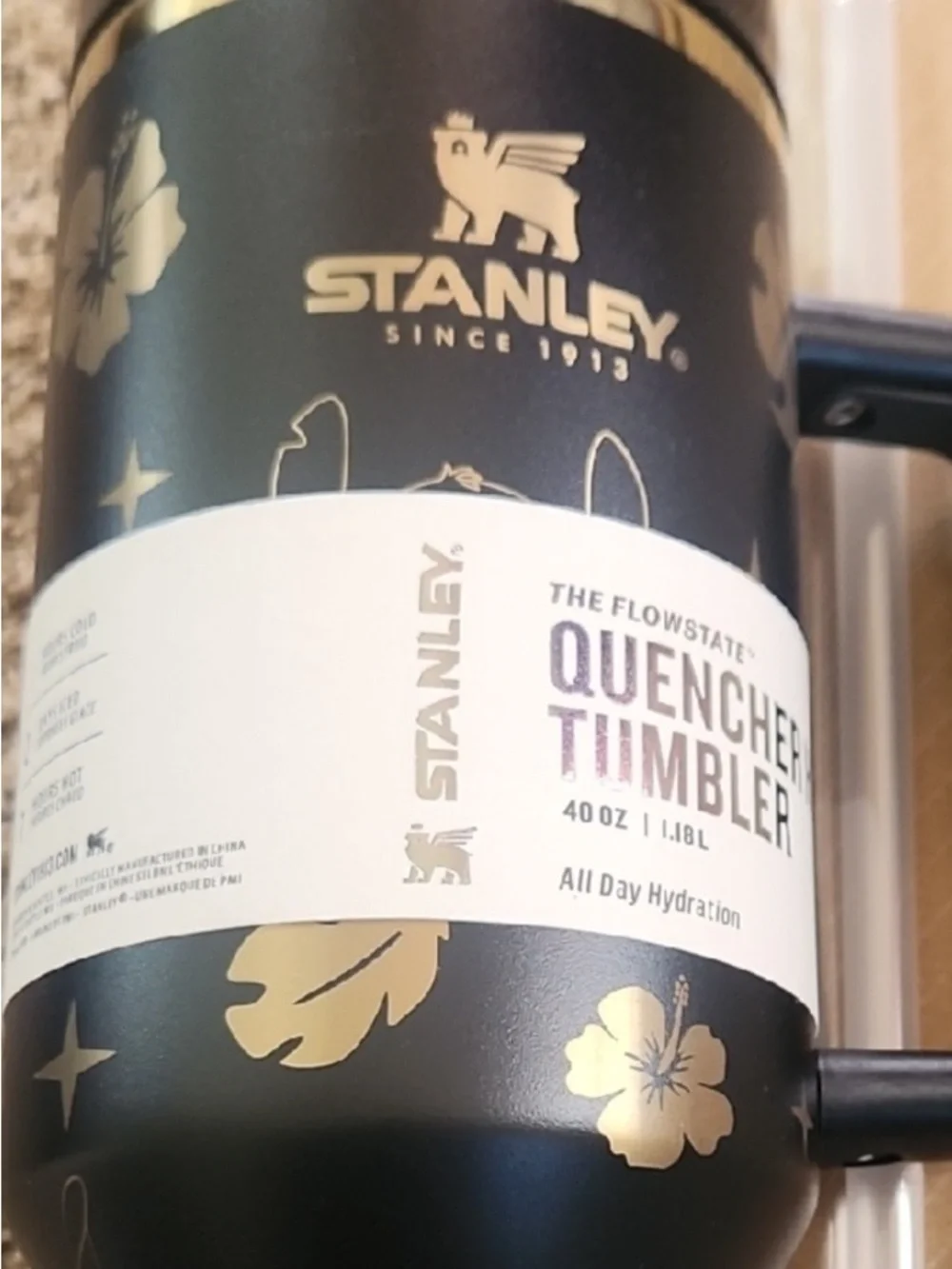 Stanley Stitch Matte Black & Gold Insulated 40oz Tumbler . New - Picture 3 of 9